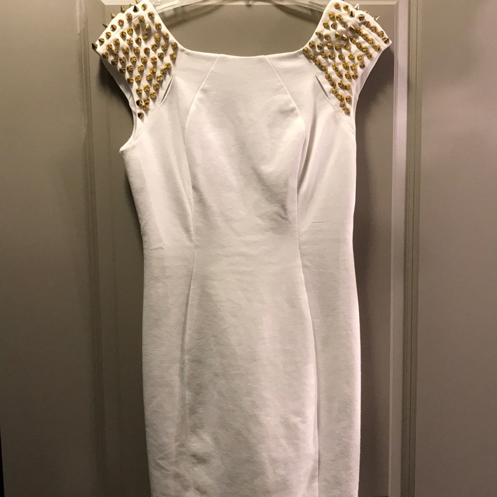 White and gold mini dress